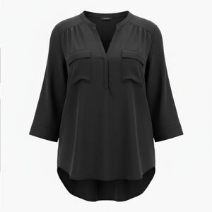 Torrid Harper Black Split-Neck Blouse with Chest Pockets Plus Size 4